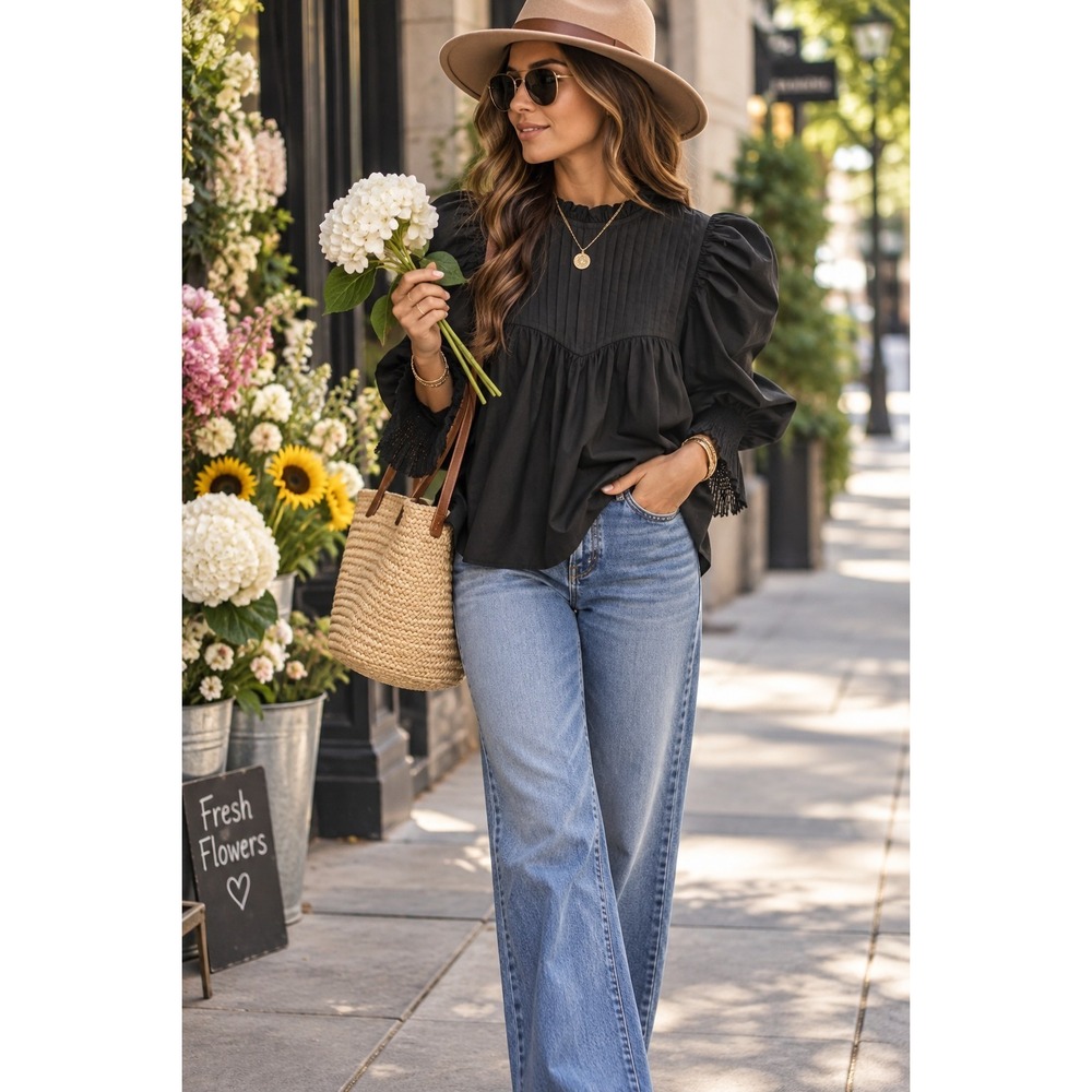 Cleobella Irina Boho Witchycore Blouse in Black XSmall